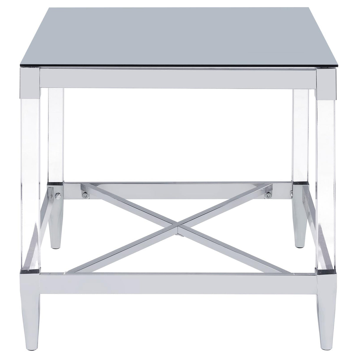 Lindley Chrome Square End Table with Acrylic Legs and Tempered Mirror Top from Coaster - Luna Furniture