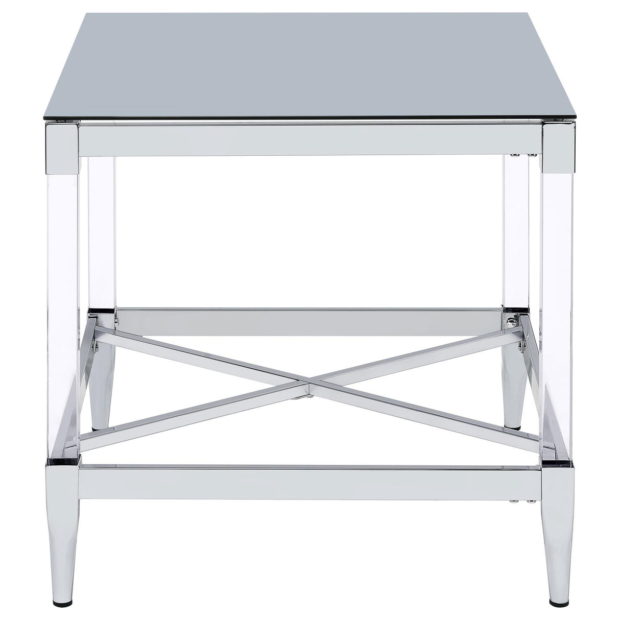 Lindley Chrome Square End Table with Acrylic Legs and Tempered Mirror Top from Coaster - Luna Furniture
