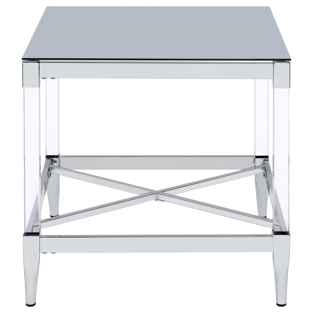 Lindley Chrome Square End Table with Acrylic Legs and Tempered Mirror Top from Coaster - Luna Furniture