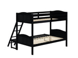 Littleton Twin/Full Bunk Bed with Ladder Black - 405054BLK - Luna Furniture