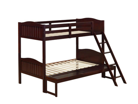 Littleton Twin/Full Bunk Bed with Ladder Espresso - 405054BRN - Luna Furniture