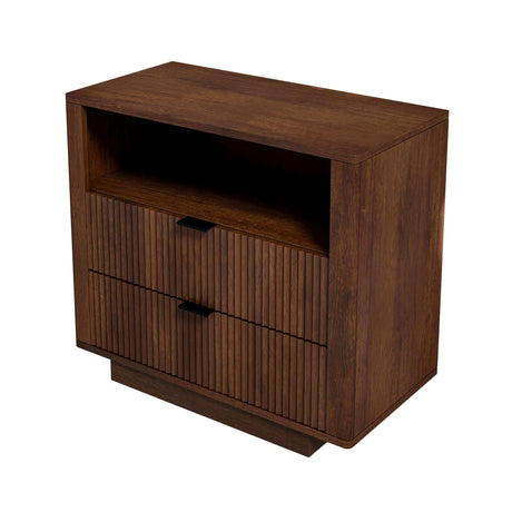 Lola Mid Century Modern Walnut Nightstand 2-Drawer  Bed Side Table - AFC01827 - Luna Furniture