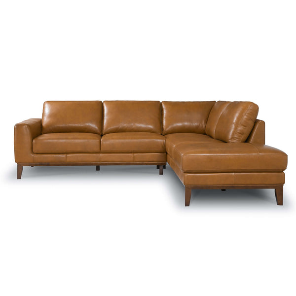 London Tan Leather Right Facing Sectional