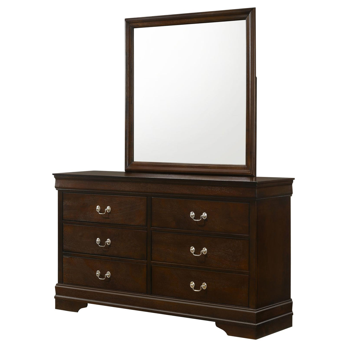 Louis Philippe Cappuccino 6-Drawer Dresser with Mirror from Coaster - Luna Furniture