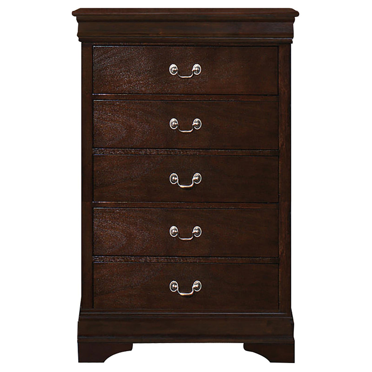 Louis Philippe Cappuccino 5-Piece Twin Panel Bedroom Set with High Headboard from Coaster - Luna Furniture