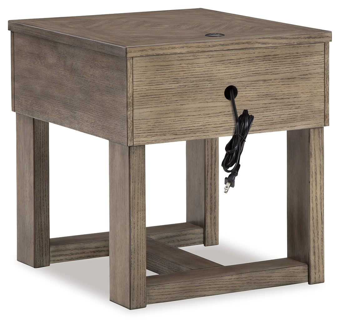 Loyaska Grayish Brown/White End Table from Ashley - Luna Furniture