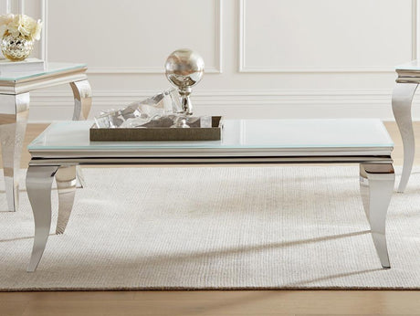 Luna Rectangle Coffee Table White and Chrome - 707768 - Luna Furniture