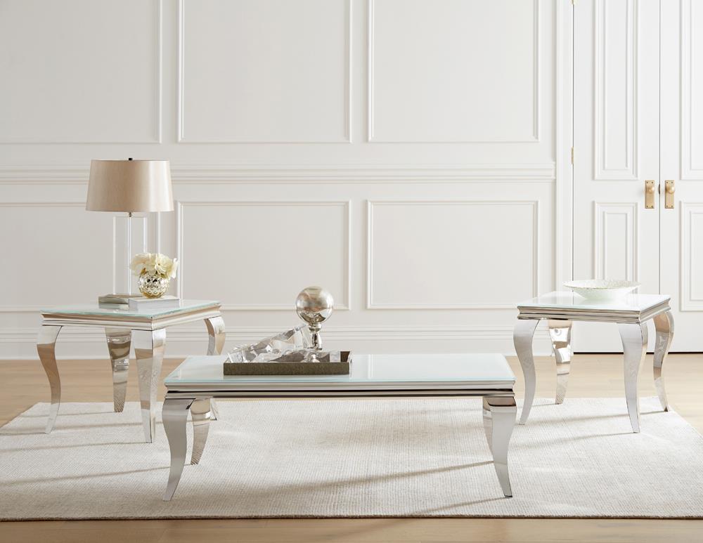 Luna Rectangle Coffee Table White and Chrome - 707768 - Luna Furniture