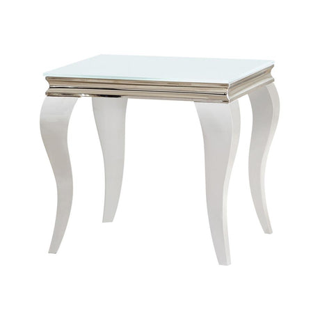 Luna Square End Table White and Chrome - 707767 - Luna Furniture