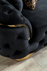 Lupino Black Velvet Living Room Set - LUPINOBLACK-SL - Luna Furniture
