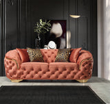Lupino Orange Velvet Living Room Set - LUPINOORANGE-SL - Luna Furniture
