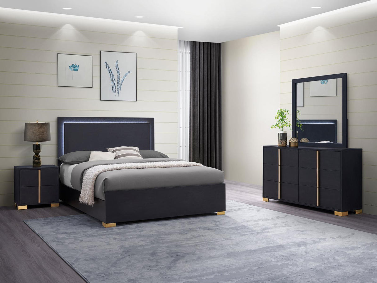 Marceline Black LED Panel Bedroom Set from Coaster - Luna Furniture