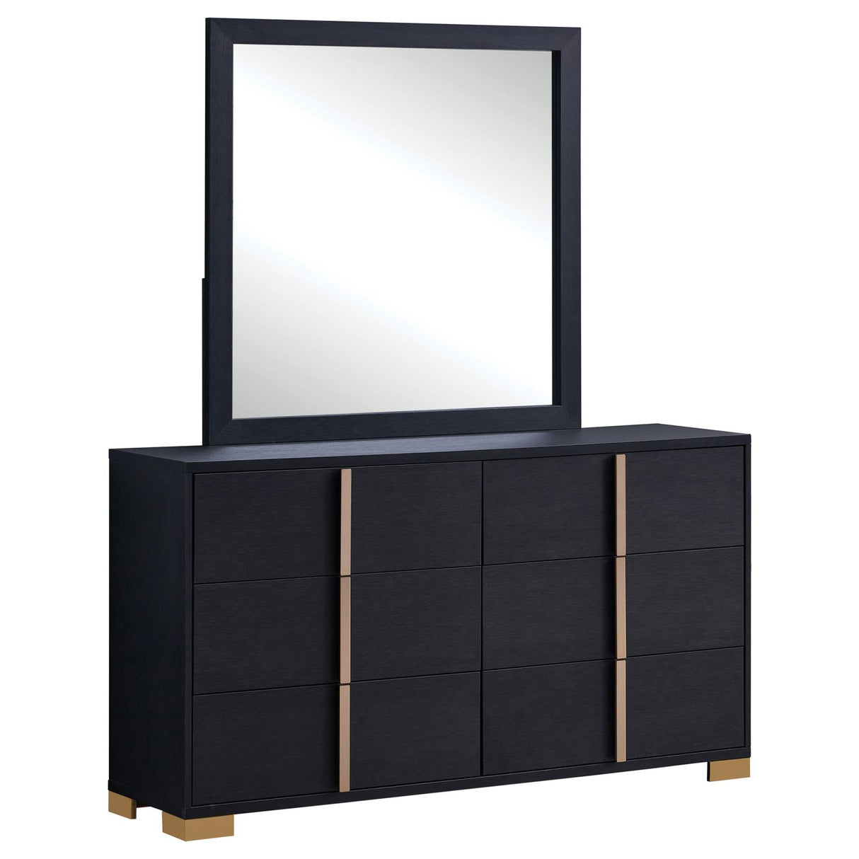 Marceline Black 6-Drawer Dresser with Mirror from Coaster - Luna Furniture