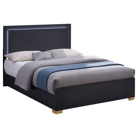 Marceline Eastern King Bed with LED Headboard Black - 222831KE - Luna Furniture