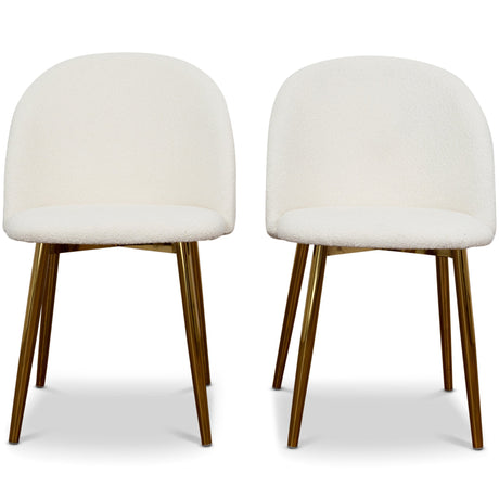 Marion Mid Century Modern Dining Chair (Set of 2) Cream Boucle - AFC00151 - Luna Furniture