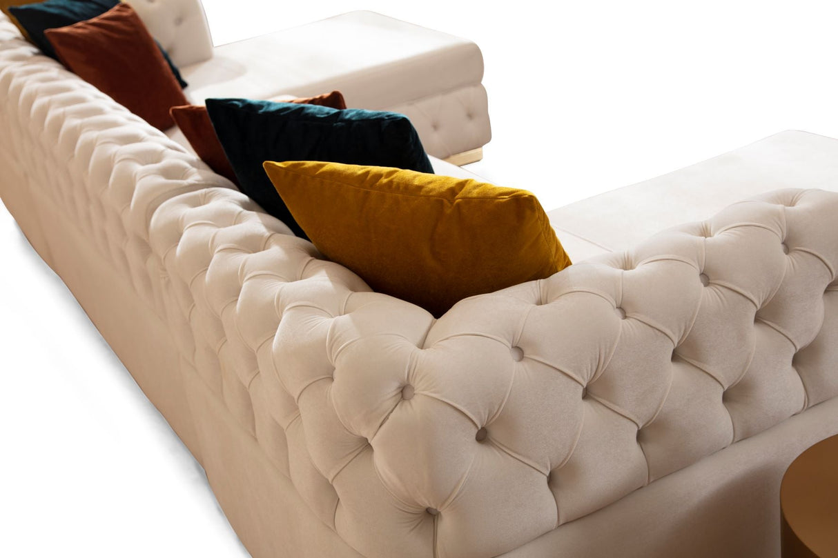 Matilda Ivory Velvet Double Chaise Sectional from Nova Furniture - Luna Furniture