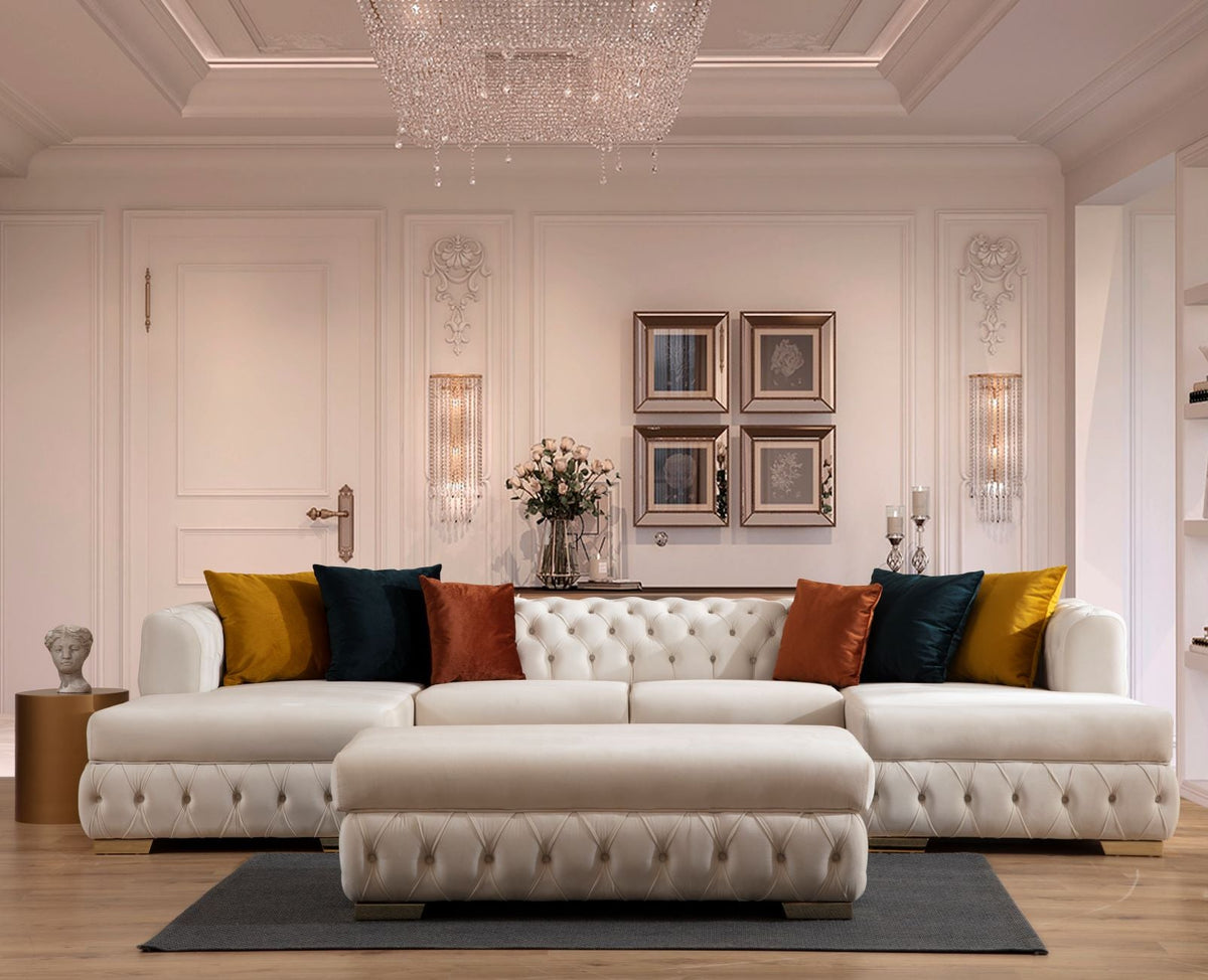 Matilda Ivory Velvet Double Chaise Sectional from Nova Furniture - Luna Furniture