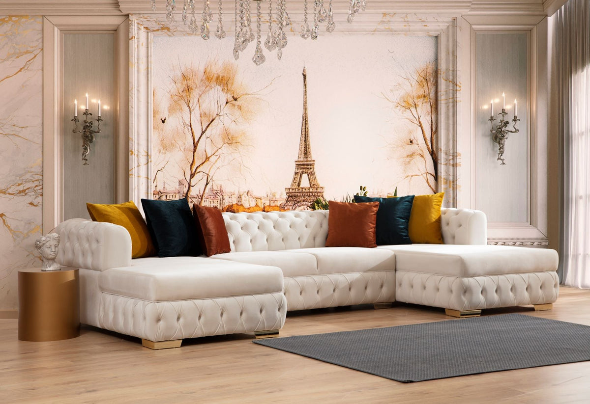 Matilda Ivory Velvet Double Chaise Sectional from Nova Furniture - Luna Furniture
