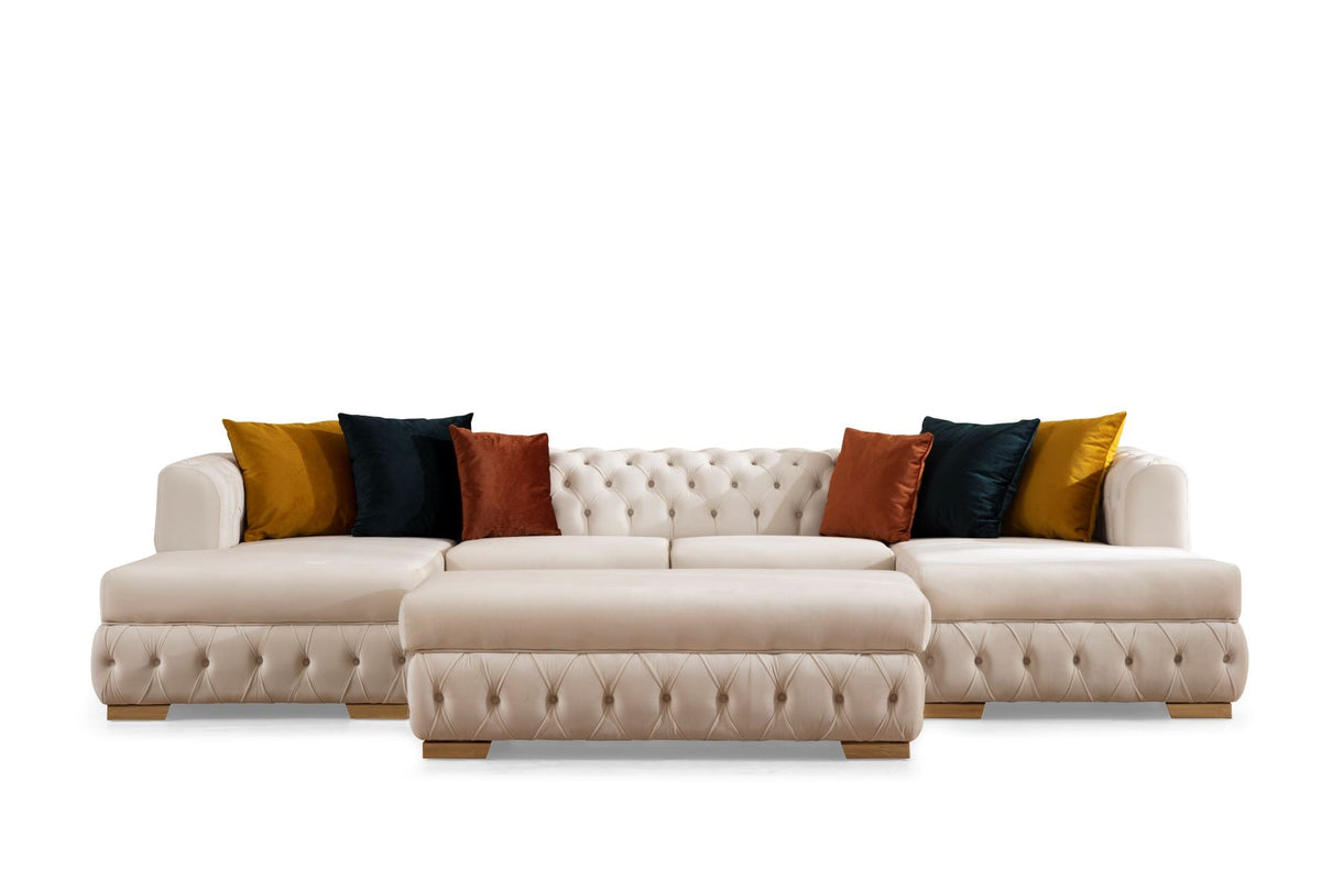 Matilda Ivory Velvet Double Chaise Sectional from Nova Furniture - Luna Furniture