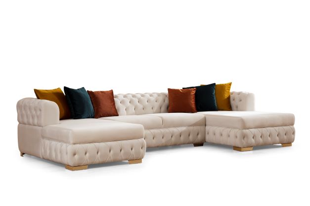 Matilda Ivory Velvet Double Chaise Sectional from Nova Furniture - Luna Furniture