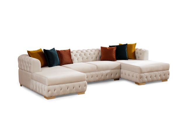 Matilda Ivory Velvet Double Chaise Sectional from Nova Furniture - Luna Furniture