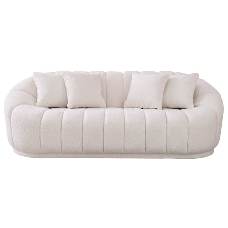 Maximilian Modern Japandi Style Tight Back Boucle Couch White - AFC01800 - Luna Furniture