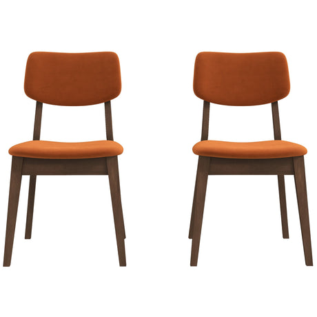 Mid-Century Modern Velvet Solid Back Side Chair (Set of 2) Burnt Orange Velvet - AFC01832 - Luna Furniture