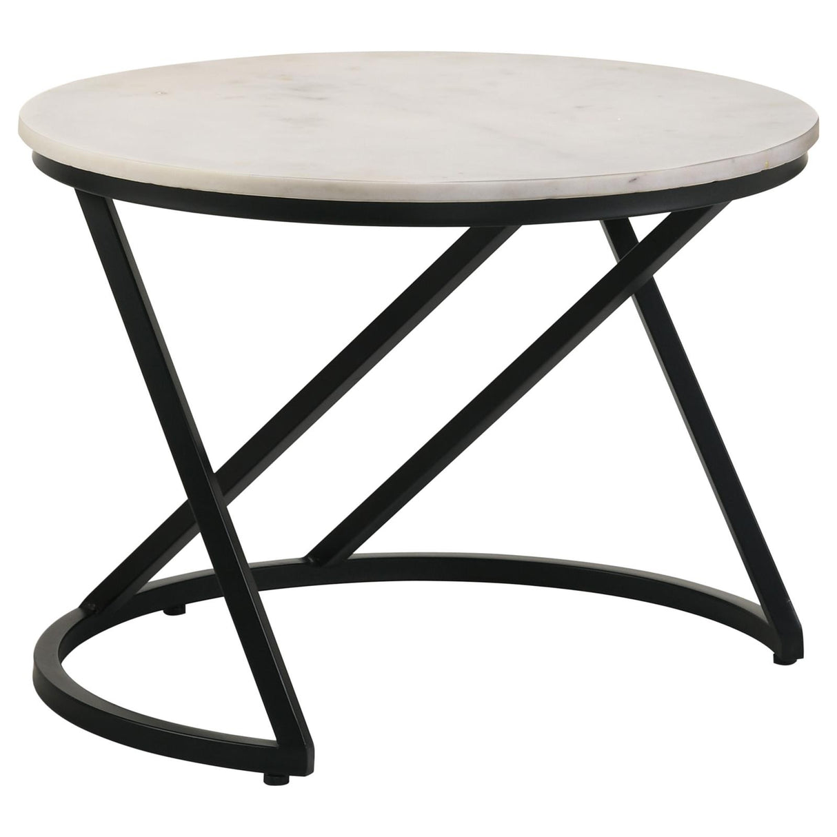 Miguel White and Black Marble Top Round Accent Table from Coaster - Luna Furniture