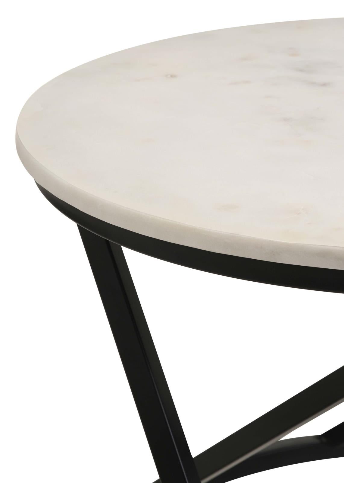 Miguel White and Black Marble Top Round Accent Table from Coaster - Luna Furniture