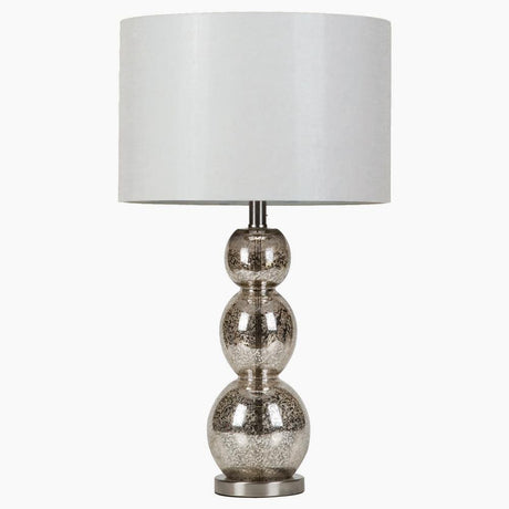 Mineta Drum Shade Table Lamp White and Antique Silver - 901185 - Luna Furniture