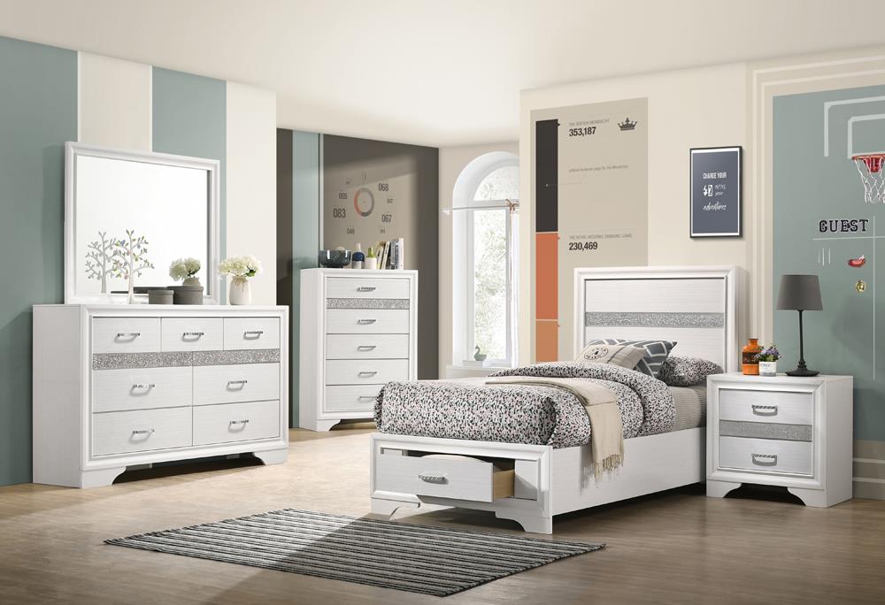 Miranda White 5-Piece Twin Storage Bedroom Set from Coaster - Luna Furniture