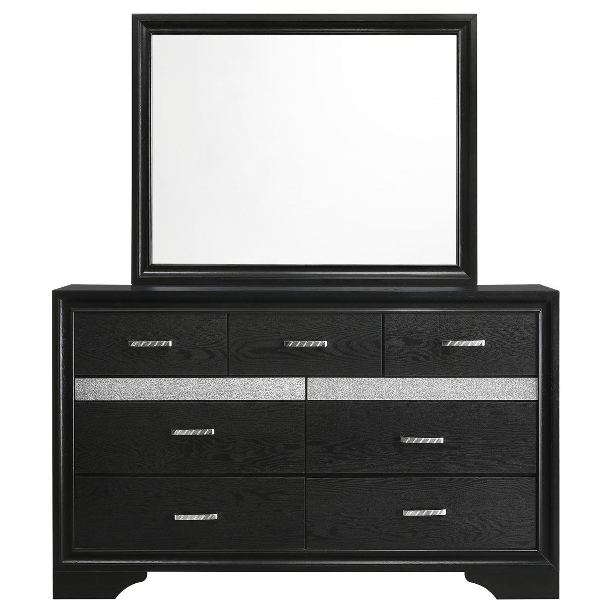 Miranda Black and Rhinestone 7-Drawer Dresser with Mirror from Coaster - Luna Furniture