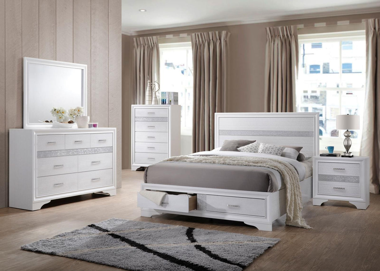 Miranda White 4-Piece Eastern King Platform Storage Bedroom Set from Coaster - Luna Furniture