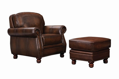 Montbrook Nailheads Ottoman Hand Rubbed Brown - 503984 - Luna Furniture