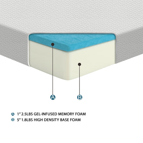 MT-G06T 6" Twin Gel-Infused Memory Foam Mattress - Luna Furniture