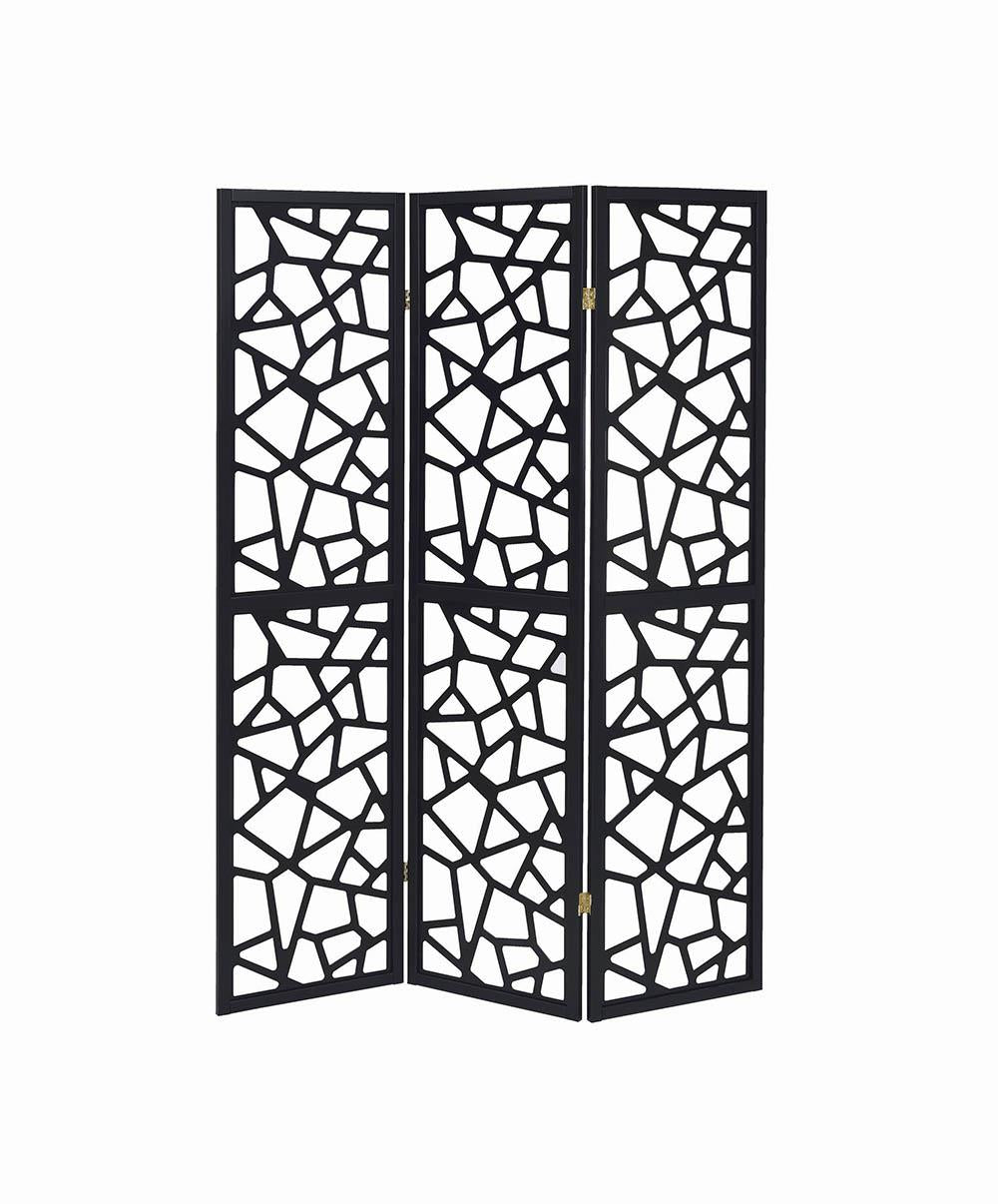 Nailan Black 3-Panel Open Mosaic Pattern Room Divider from Coaster - Luna Furniture