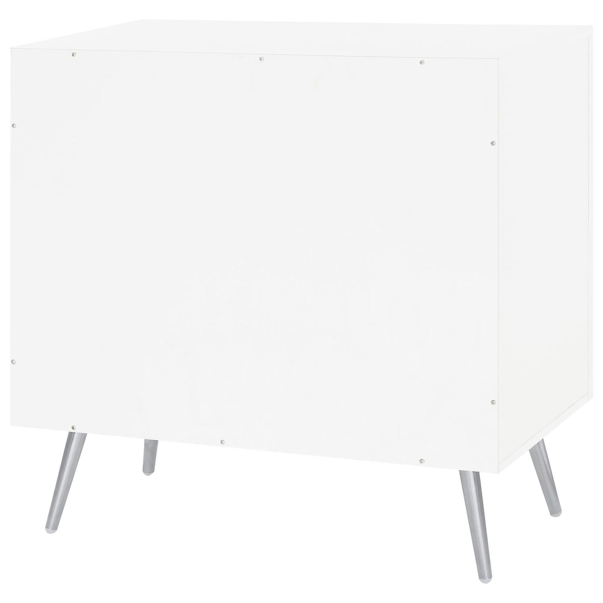 Nieta White High Gloss and Chrome 2-Tier Accent Cabinet with Glass Shelf from Coaster - Luna Furniture