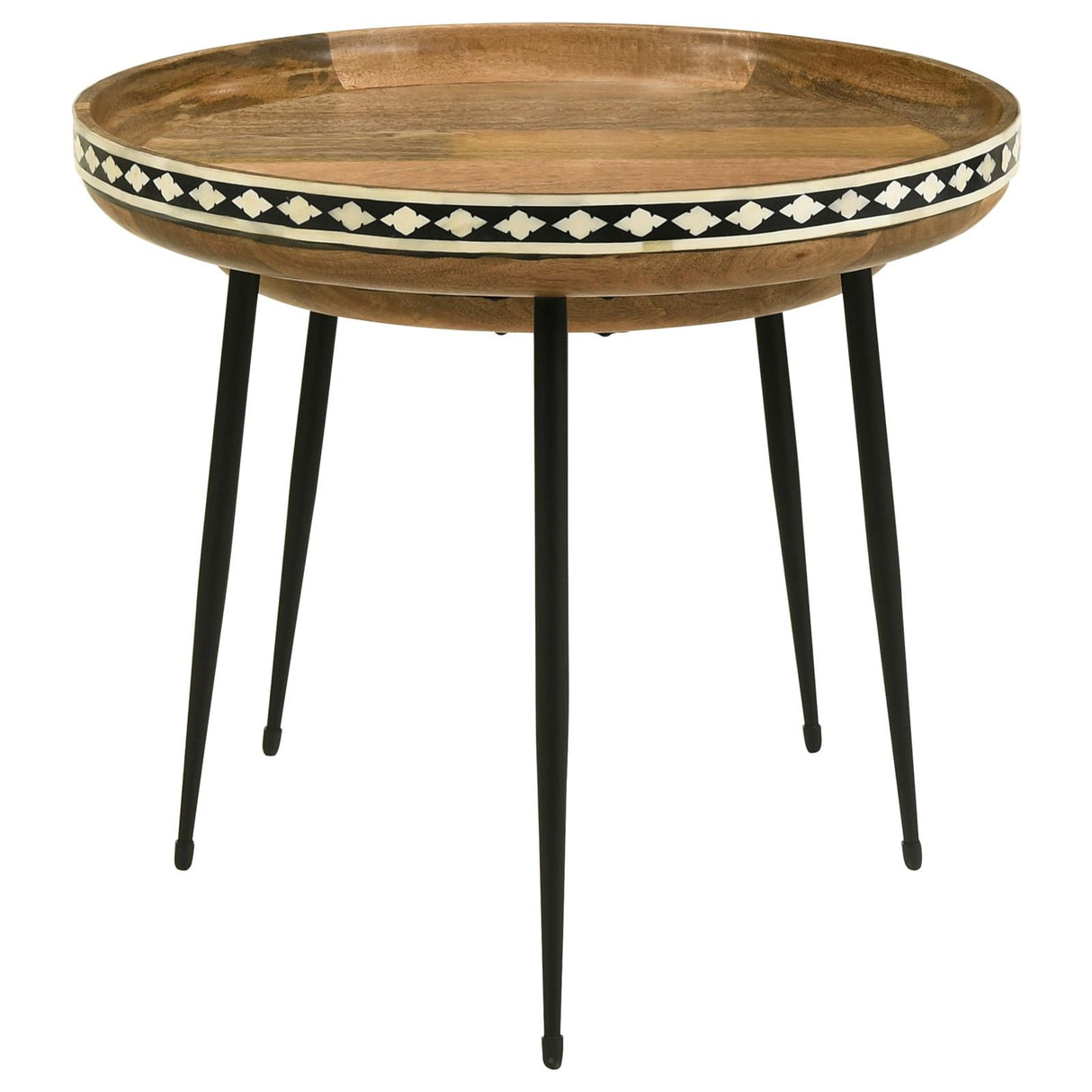 Ollie Natural and Black 2-Piece Round Nesting Table from Coaster - Luna Furniture