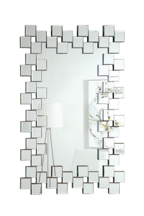 Pamela Frameless Wall Mirror with Staggered Tiles Silver - 901838 - Luna Furniture