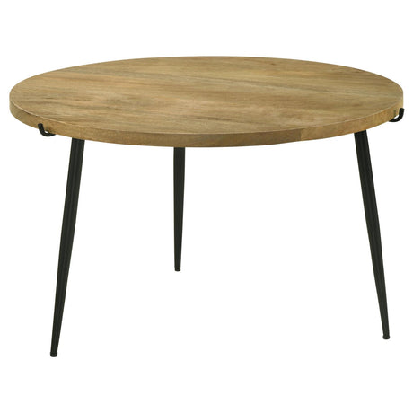 Pilar Round Solid Wood Top Coffee Table Natural and Black - 703608 - Luna Furniture