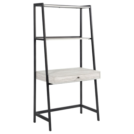 Pinckard 1-drawer Ladder Desk Grey Stone Herringbone and Black - 805801 - Luna Furniture