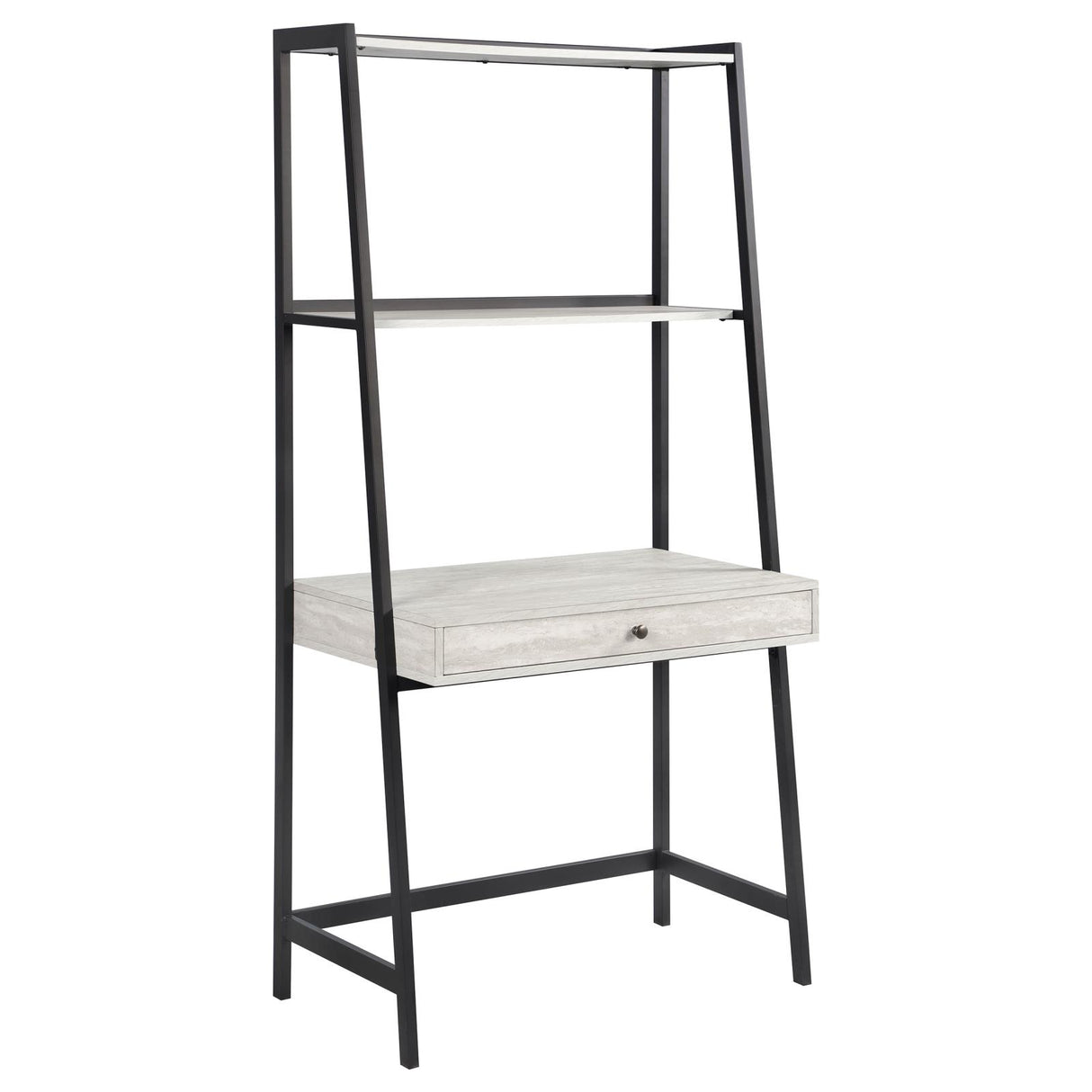 Pinckard 3-piece Ladder Desk Set Grey Stone Herringbone and Black - 805801-S3 - Luna Furniture