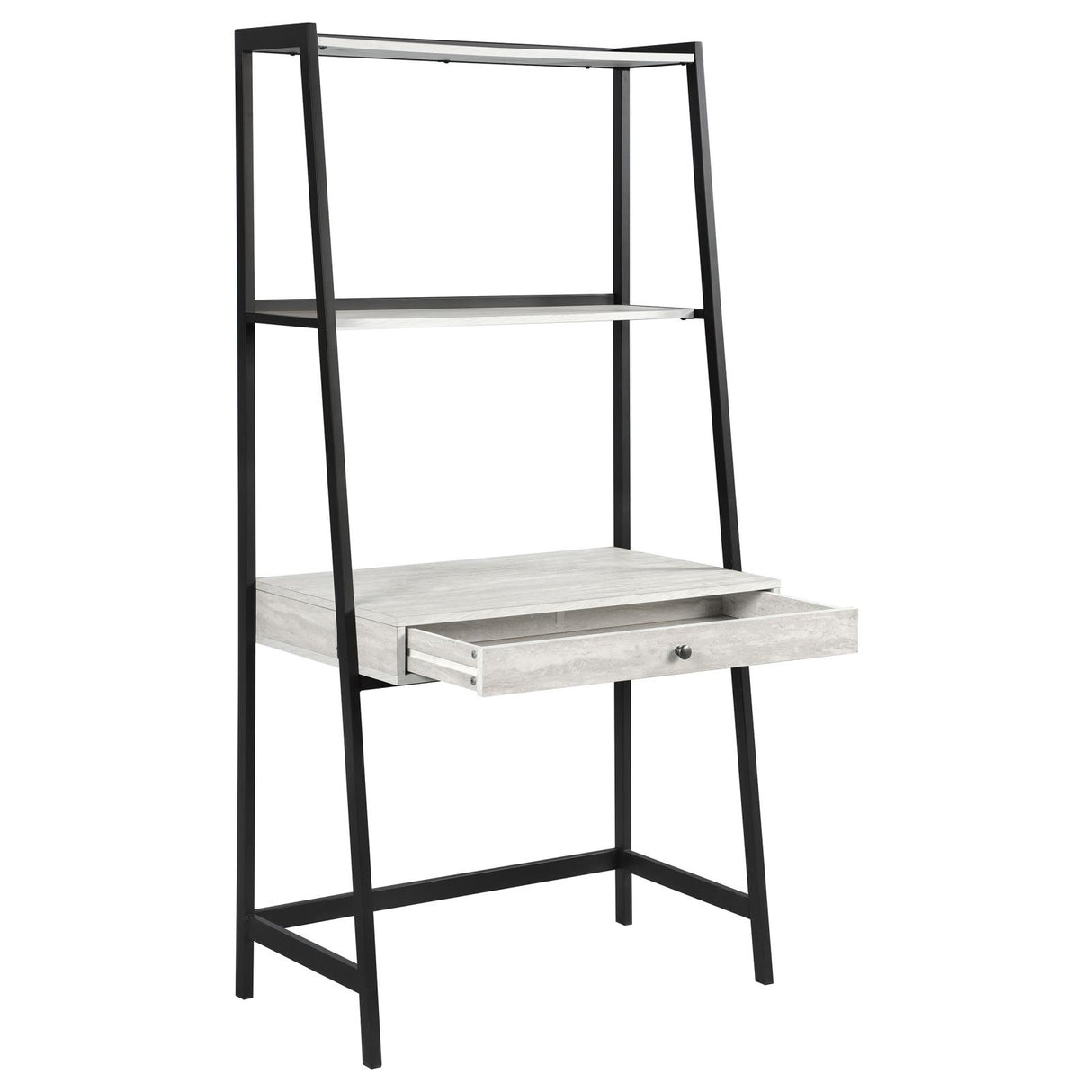 Pinckard 3-piece Ladder Desk Set Grey Stone Herringbone and Black - 805801-S3 - Luna Furniture