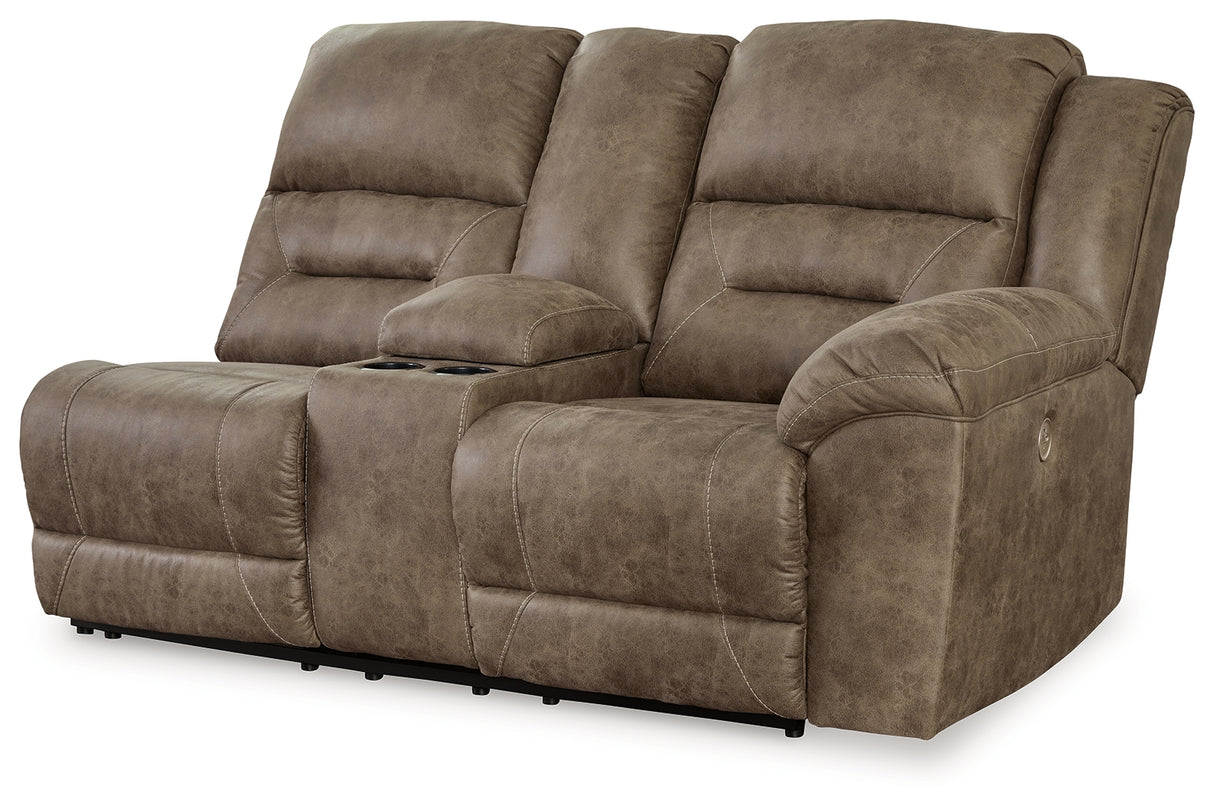 Ravenel Fossil Right-Arm Facing Power Reclining Loveseat with Console from Ashley - Luna Furniture