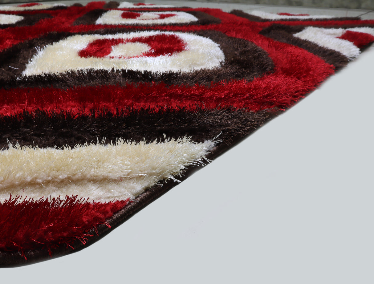 3D Shaggy Brown/Red 5X7 Area Rug from Nova Furniture - Luna Furniture