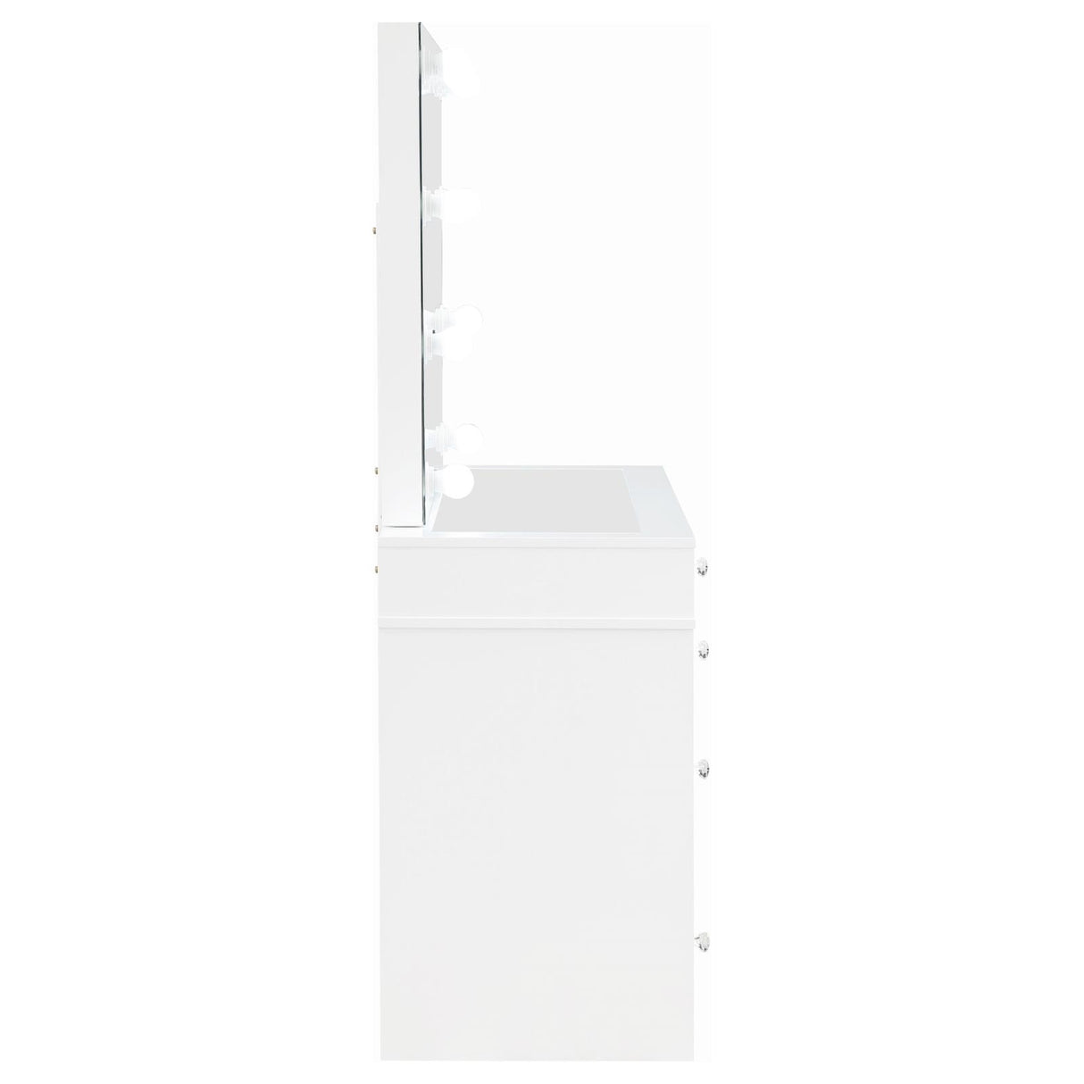 Regina White 3-Piece Makeup Vanity Table Set Hollywood Lighting and Mirror from Coaster - Luna Furniture