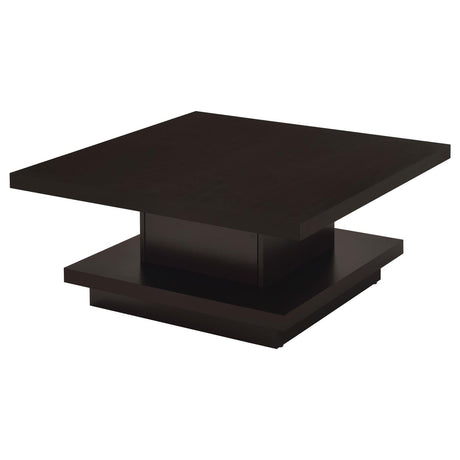 Reston Pedestal Square Coffee Table Cappuccino - 705168 - Luna Furniture