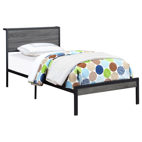 Ricky Twin Platform Bed Grey and Black - 302143T - Luna Furniture