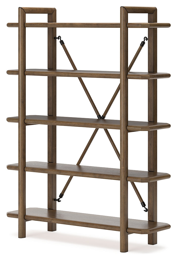 Roanhowe Brown 71" Bookcase from Ashley - Luna Furniture