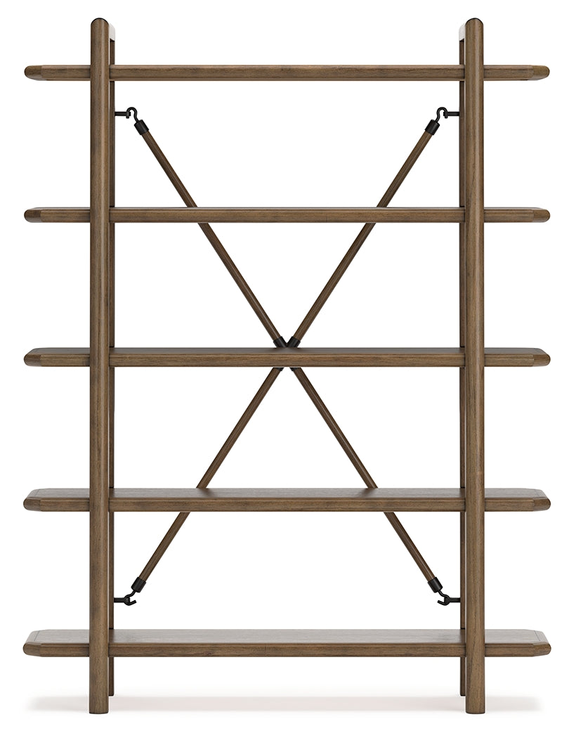 Roanhowe Brown 71" Bookcase from Ashley - Luna Furniture